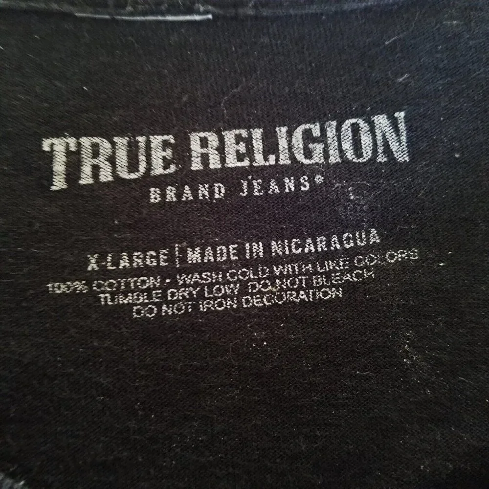 True Religion Crafted With Pride Mens T-shirt XL TR Arch Black Crewneck Cotton